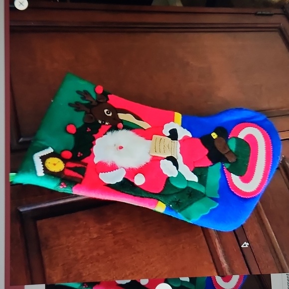 Santa and Rudolph Christmas stocking - Picture 1 of 5